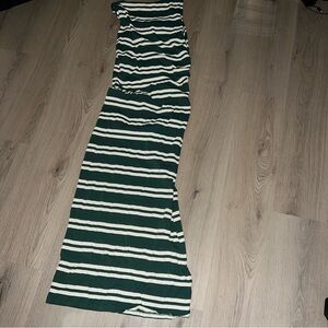 ASOS DESIGN Boat Neck Maxi Dress – Green Stripes (Size 10)